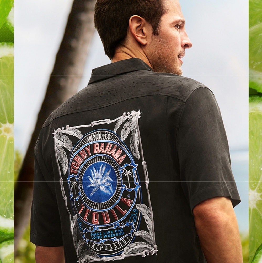 SILK Bahama Reserve Tequila EMBROIDERED Camp Shirt